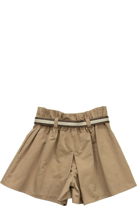 Sale for Kids Brunello Cucinelli Crispy Cotton Gabardine Mini Skirt-pants With Belt And Monili