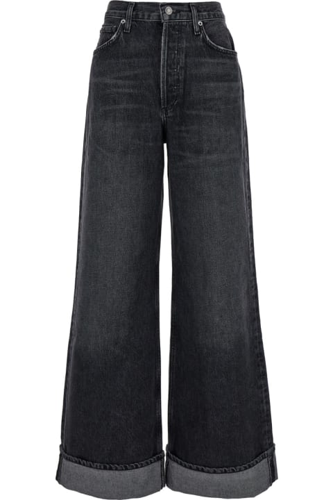 Jeans for Women AGOLDE 'dame' Black Flared Jeans With Cuffs In Denim Woman