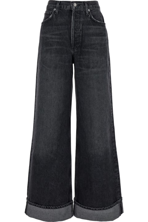 AGOLDE for Women AGOLDE 'dame' Black Flared Jeans With Cuffs In Denim Woman