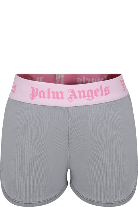 Palm Angels for Kids Palm Angels Gray Shorts For Girl With Logo