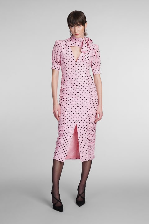 Alessandra Rich for Women Alessandra Rich Polka Dot Print Silk Midi Dress