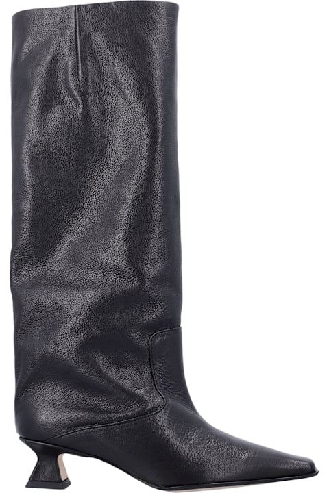 Miista Effie Black Leather Knee Boot