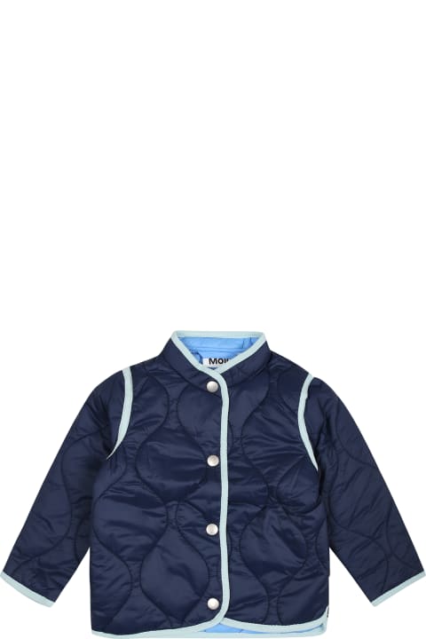 Topwear for Baby Boys Molo Blue Down Jacket Harrie For Baby Kids