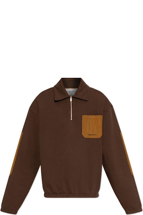 メンズ トップス Alexander McQueen Logo Embroidered Half-zip Sweatshirt