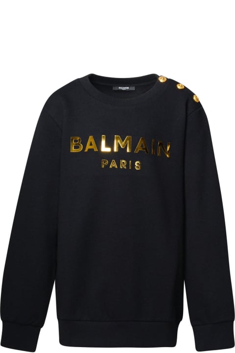 Balmain for Kids Balmain Logo Printed Button-detailed Sweatshirt