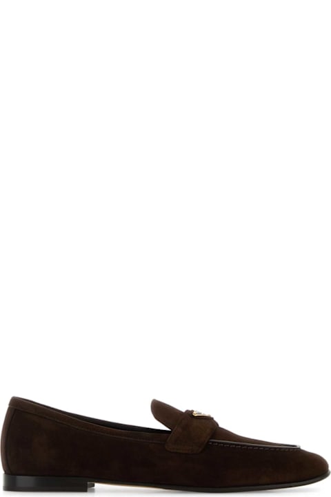 Prada Dark Brown Suede Loafers