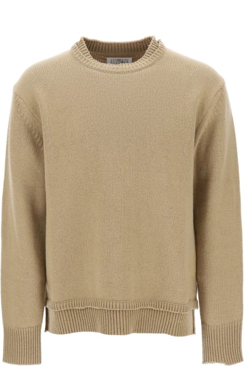 Sweaters for Men Maison Margiela Crew Neck Sweater With Elbow Patches