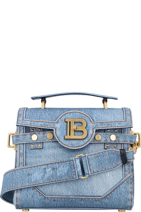 حقائب الكتف لـ السيدات Balmain B-buzz 23 Bag In Denim Print Canvas