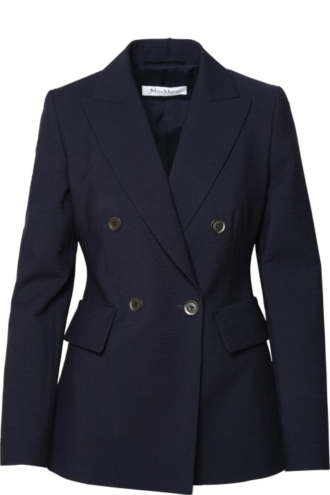 Coats & Jackets for Women Max Mara Navy Virgin Wool Blend Blazer