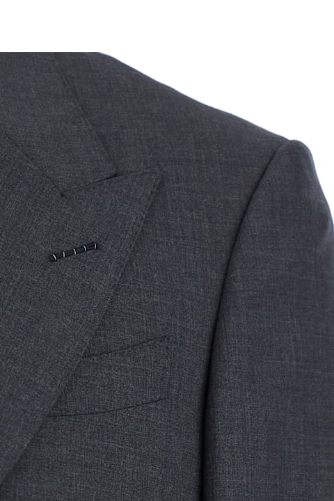 Tom Ford Suits for Men Tom Ford Grey Double-breasted Suit With Peak Revers In Wool Man