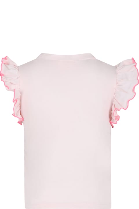 Billieblush Topwear for Girls Billieblush Pink T-shirt For Girl Wikth Flower And Sequins
