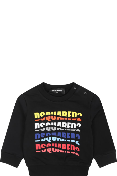 Topwear for Baby Girls Dsquared2 Black Sweatshirt For Baby Boy With Logo