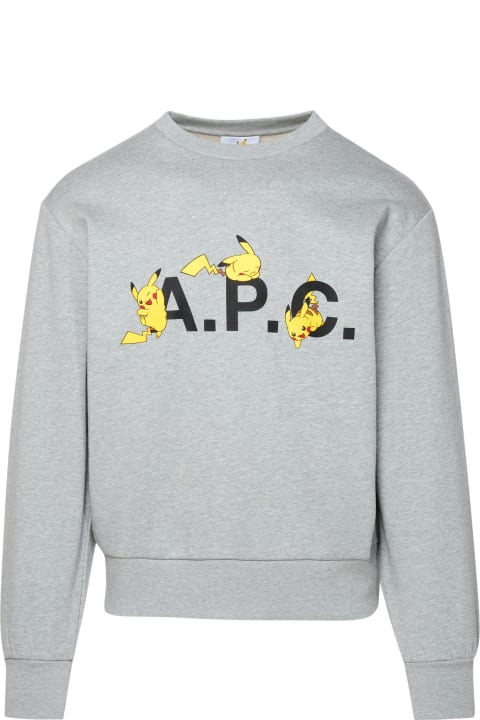 A.P.C. Fleeces & Tracksuits for Men A.P.C. 'pokémon Pikachu' Grey Cotton Sweatshirt