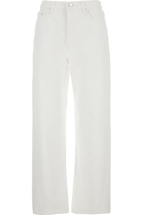 Homeware Totême White High Waisted Jeans With Twisted Seam And Logo Patch On The Rear In Denim Woman