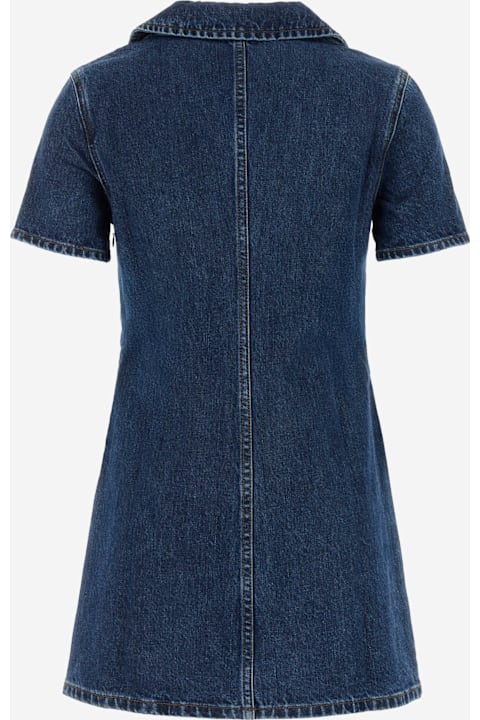 Homeware self-portrait Crystal Bow Denim Mini Dress