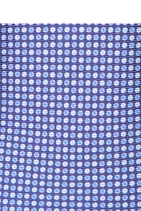 Ties for Men Kiton Kiton Blue Polka Dot Micro-pattern Tie