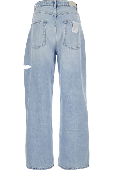 ウィメンズ Icon Denimのウェア Icon Denim 'poppy' Light Blue Wide Jeans With Cut-out In Cotton Denim Woman