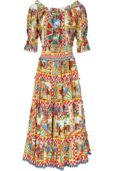 Dolce & Gabbana Clothing for Women Dolce & Gabbana Midi Dress With Cart Print