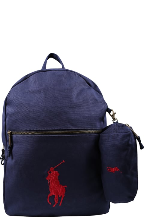 Homeware Ralph Lauren Blue Backpack For Kids With Logo