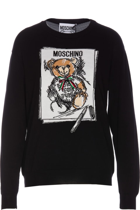 Fashion for Women Moschino Drawn Teddy Bear Sweater