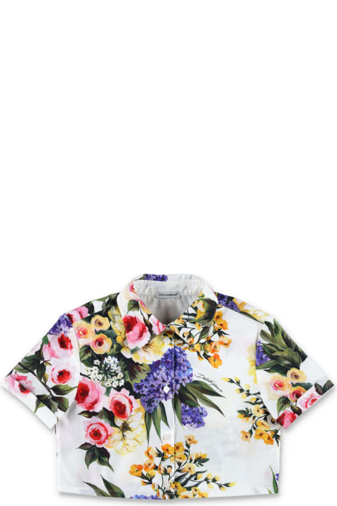 Dolce & Gabbana for Kids Dolce & Gabbana Garden Print Poplin Crop Shirt