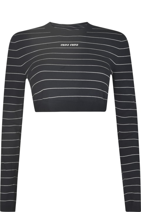 Sweaters for Women Miu Miu Pinstripe Cropped Jumper