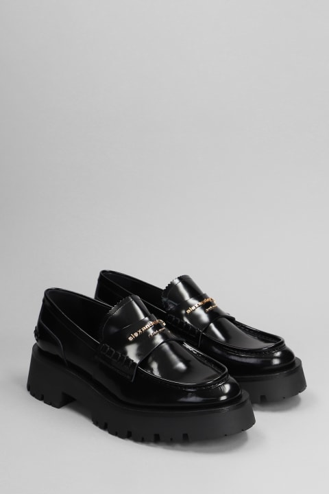 Flat Shoes for Women Alexander Wang Loafers In Black Leather