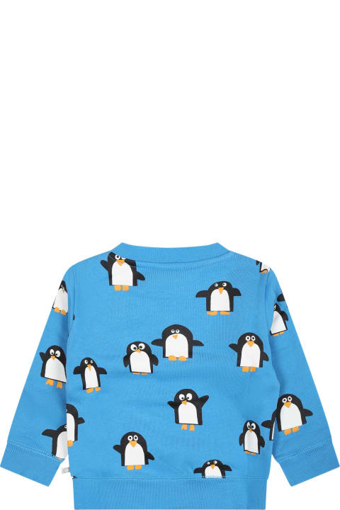ベビーガールズ トップス Stella McCartney Kids Light Blue Sweatshirt For Baby Boy With All-over Penguins