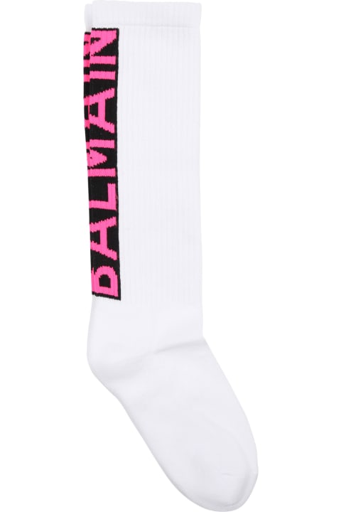 Balmain Shoes for Girls Balmain White Socks For Kids With Logo