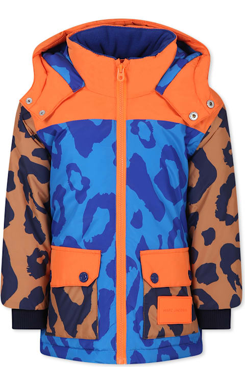 Little Marc Jacobs Coats & Jackets for Boys Little Marc Jacobs Multicolor Windbreaker Jacket For Boy With Leopard Print