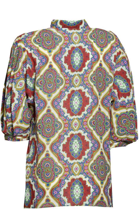Etro for Women Etro Graphic Printed Straight Hem Cady Blouse