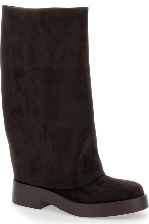 Casadei Boots for Women Casadei 'charlie' Brown Multi-layer Boots In Suede Woman