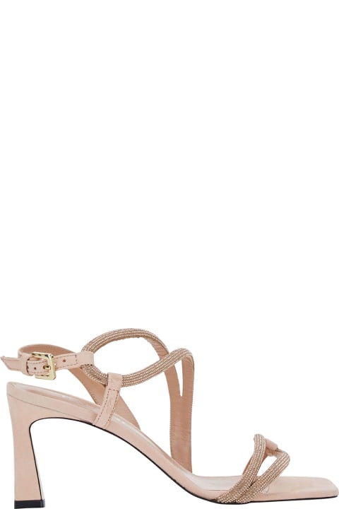 Fashion for Women Pollini 'bling Bling' Pink Sandals With Rhinestone Detail In Suede Woman