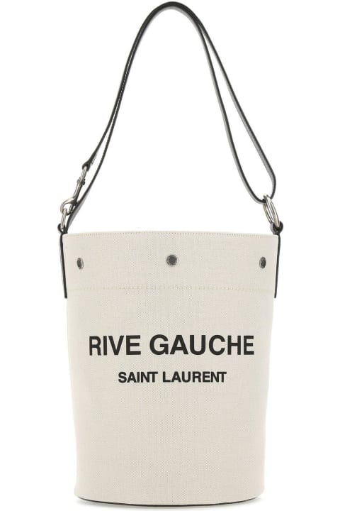 Fashion for Men Saint Laurent Ivory Canvas Rive Gauche Bucket Bag