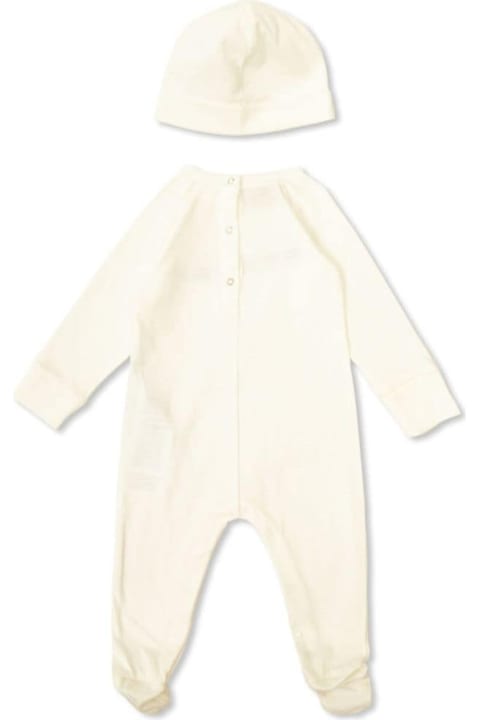 خصم على رُضع بنات Gucci White Romper And Beanie Set With Logo In Fabric Baby