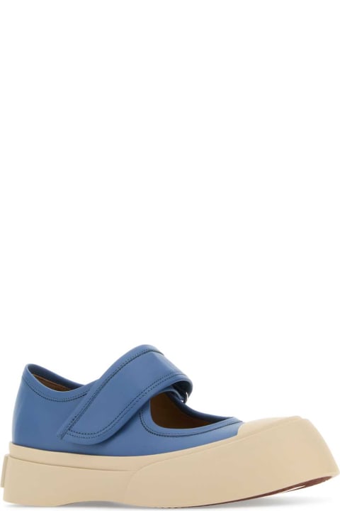 Wedges for Women Marni Air Force Blue Leather Mary Jane Sneakers