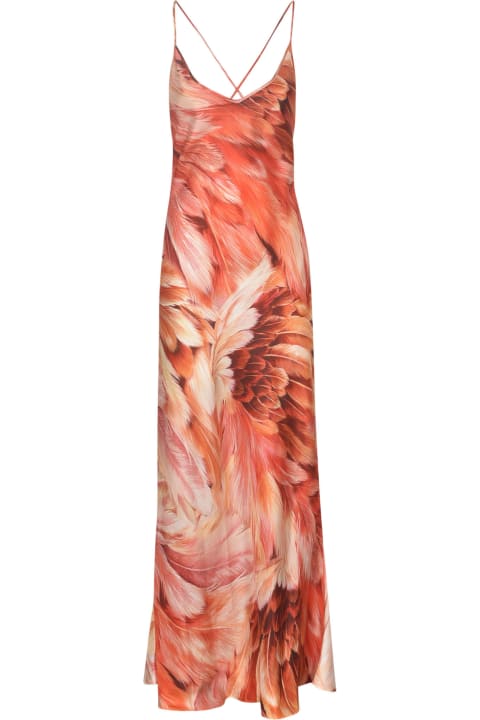 Fashion for Women Roberto Cavalli Feather Print Long Dress