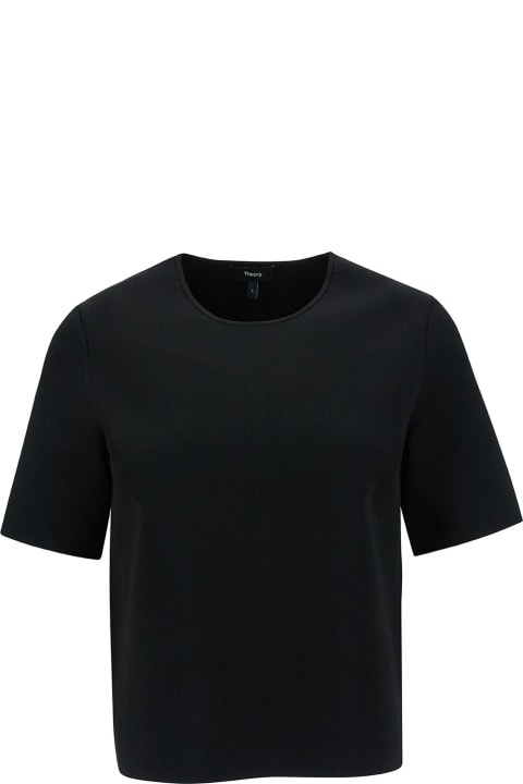 ウィメンズ新着アイテム Theory Black T-shirt With U Neckline In Viscose Blend Woman
