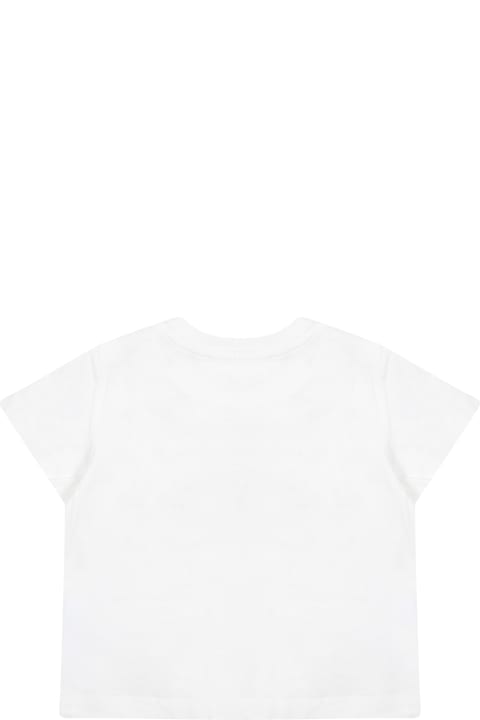 T-Shirts & Polo Shirts for Baby Girls Moschino White T-shirt For Baby Boy With Teddy Bears And Logo