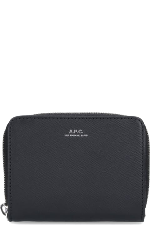 Wallets for Men A.P.C. Logo Embossed Zipped Wallet