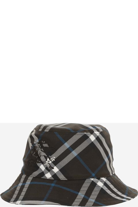 Hats for Men Burberry Twill Bucket Hat With Check Pattern