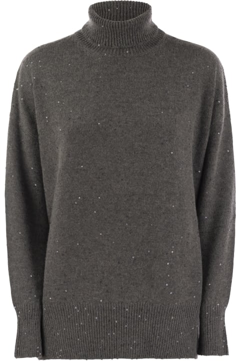 ウィメンズ Brunello Cucinelliのニットウェア Brunello Cucinelli Cashmere And Silk Turtleneck Sweater With Micro Sequins