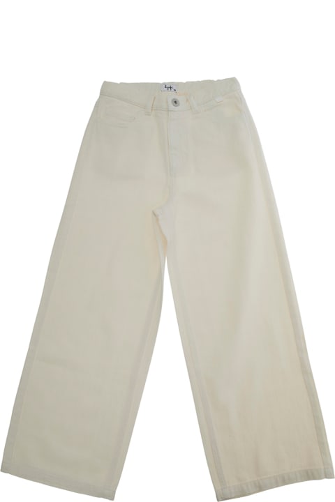 Il Gufo Bottoms for Girls Il Gufo White Pants With Logo Patch On The Front And Rear Elastic Waist In Cotton Girl