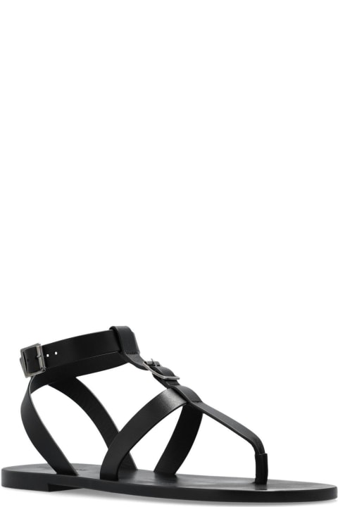 Fashion for Men Saint Laurent Bcukle Detailed Open Toe Sandals