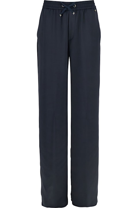 Herno Pants & Shorts for Women Herno Blue Pants With Elastic Drawstring Waist In Tech Fabric Woman