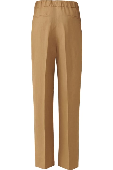 Pants & Shorts for Women Fabiana Filippi Cognac Brown Twill Weave Trousers