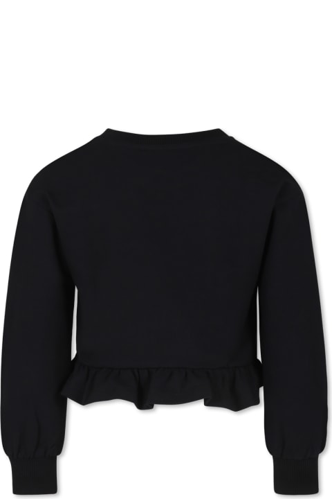 Moschino Sweaters & Sweatshirts for Girls Moschino Black Sweatshirt For Girl With Teddy Bear And Heart