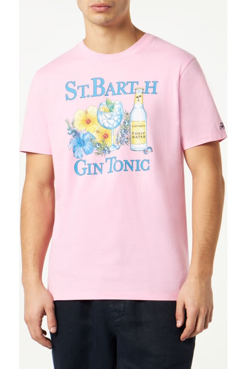 Homeware MC2 Saint Barth Man Cotton T-shirt With Gin And Flower Print