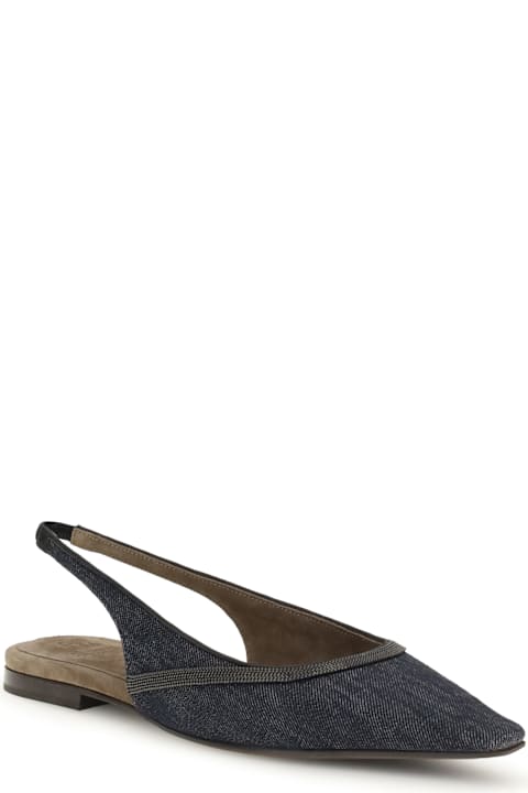 Homeware Brunello Cucinelli Denim Slingback Ballerinas