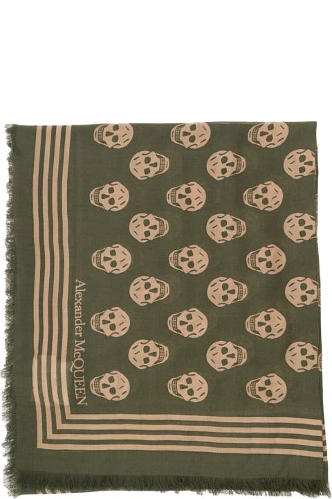 Scarves for Men Alexander McQueen Scarf With Skull And Logo Print